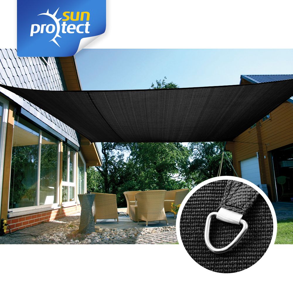 Professional Sonnensegel, 6 x 4 m, wind- & wasserdurchlssig, schwarz |  sunprotect Sonnensegel