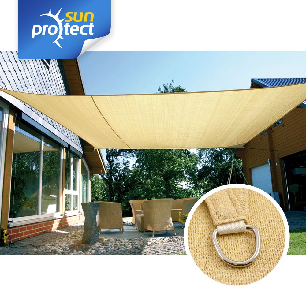 Professional Sonnensegel, 5 x 4,5 m, wind- & wasserdurchlässig, beige